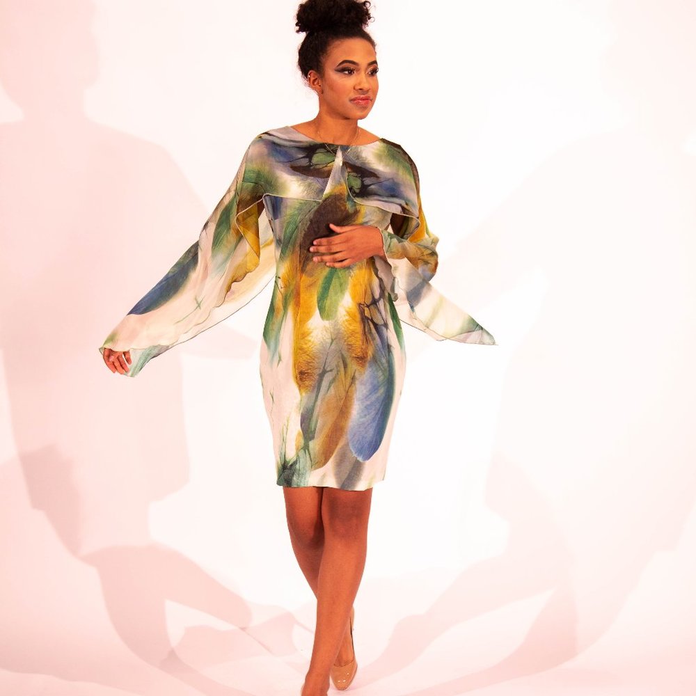 OOAK Gerardo Privat Silk Butterfly Dress Size M